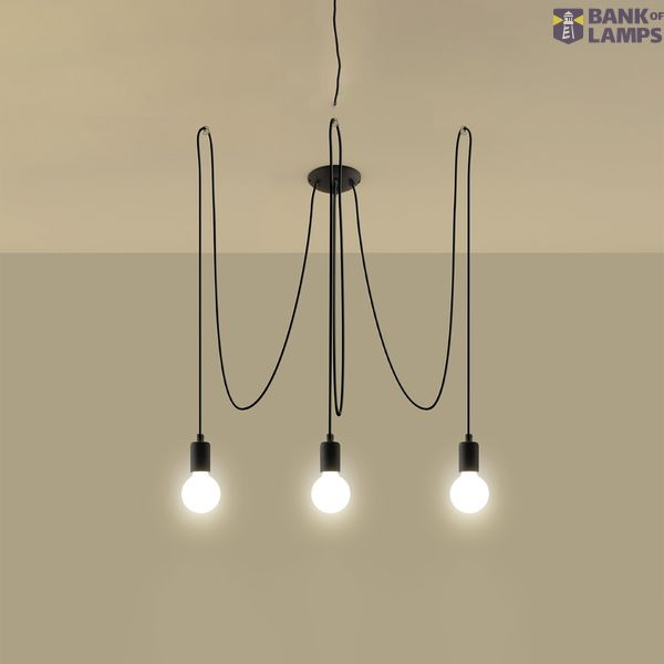 EDISON CHANDELIER 3 BLACK E27 3X60W IP20 image 4