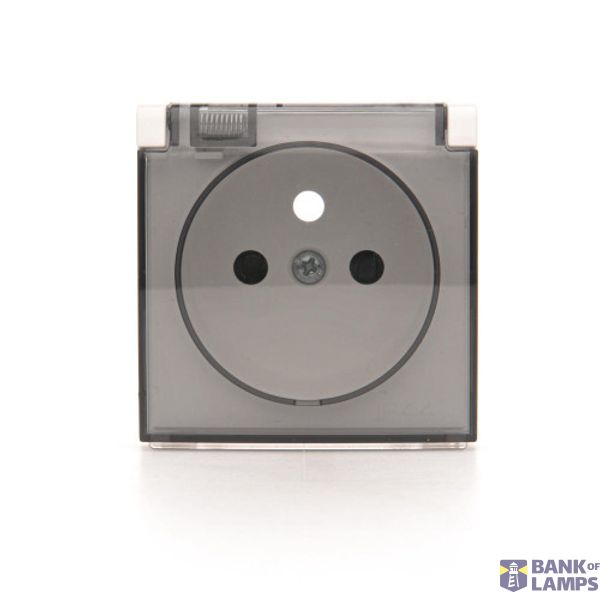 Cover for single socket outlet with earthing IP44 - transparent flap, white image 1