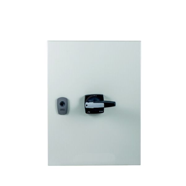 DMM-160/3/SE4/P-G Switch-disconnector, DMM, 160 A, 3 pole, STOP function, with grey knob, in steel enclosure image 1