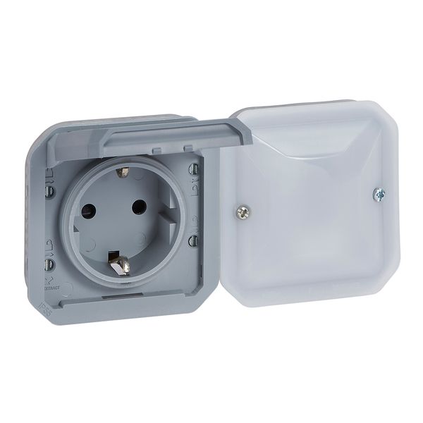 PLEXO CONNECTED SOCKET OUTLET SCHUKO STANDARD - GREY - MECHANISM image 1