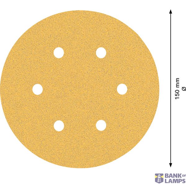 EXPERT C47 Sandpaper with 6 holes for Random Orbital Sanders 15 mm, G 8 5-pc image 2