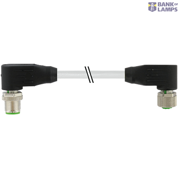 M12 male 90° / M12 female 90° A-cod. shielded PUR 8x0.25 gy  8m image 2