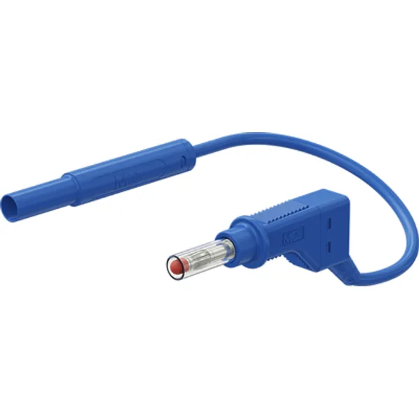 Measuring lead with (4 mm lamella plug, straight) to (4 mm lamella plug, straight), 1 m, blue, PVC, 1.0 mm², CAT II, 66.1048-10023 image 1