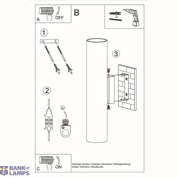 WALL LAMP LAGOS 2 WHITE GU10 2X40W IP20 image 4