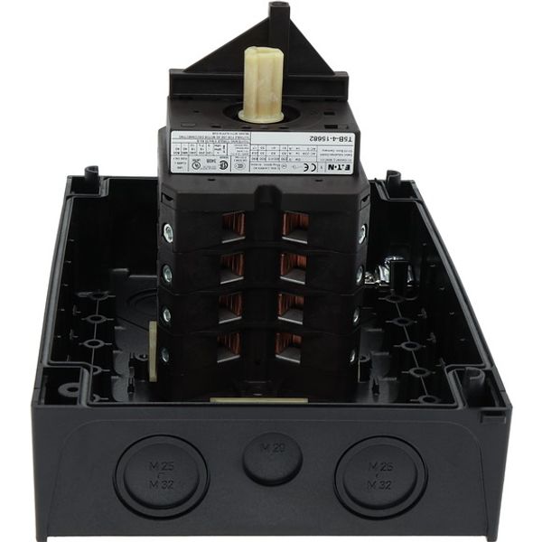 T5B-4-15682/I4/SVB Main switch, T5B, 63 A, surface mounting, 4 contact unit(s), 6 pole, 1 N/O, 1 N/C, Emergency switching off function, With red rotary handle and yellow image 7