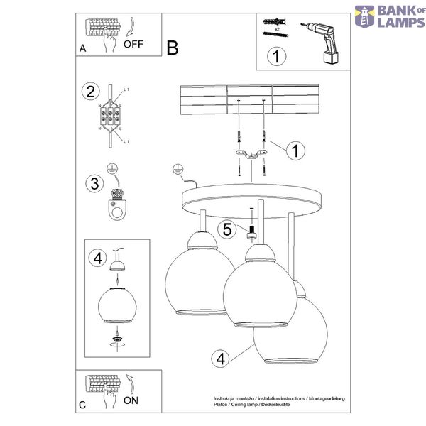 CHANDELIER ALINO 3 BLACK E27 3X60 IP20 image 8