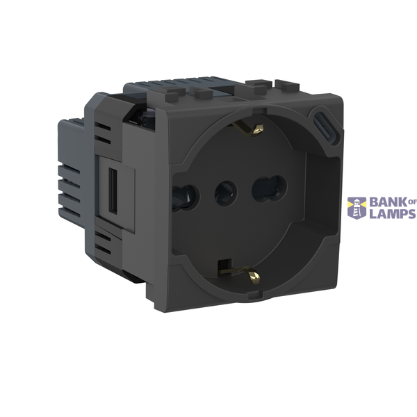 LL - PRESA ITA P40+USB 18W TIPOC ANTRACITE image 1