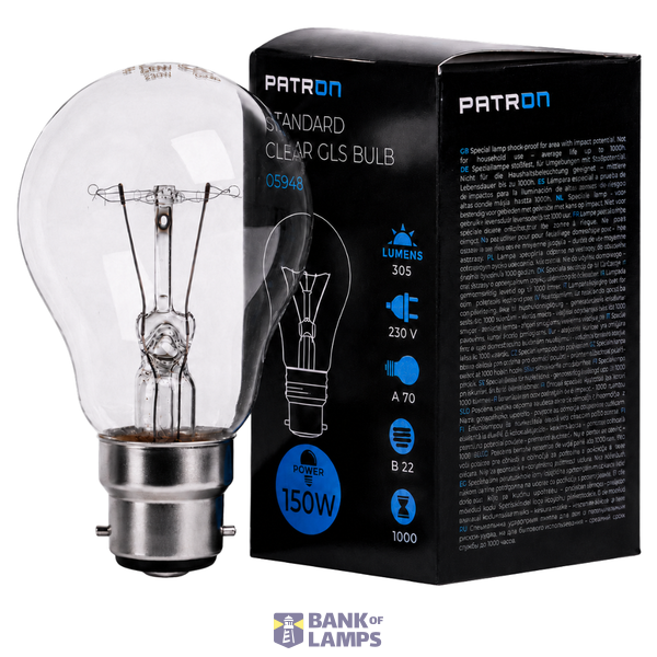 Incandescent Bulb 150W GLS Clear B22 A70 image 1