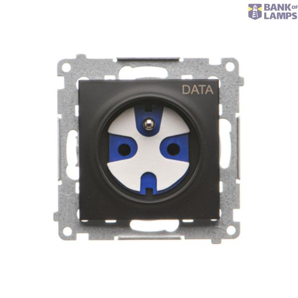 DATA single socket outlet with socket access element, (module), 16A, 250V, Screw, black matt image 1