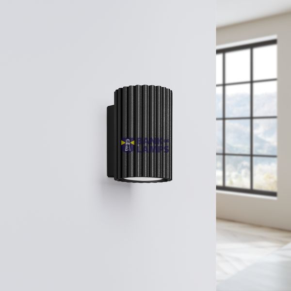 STYLISH BLACK WALL LAMP FOR HALLWAY FROM THE CARBON SERIES, GROOVED, GU10 LAMPSHADE image 2