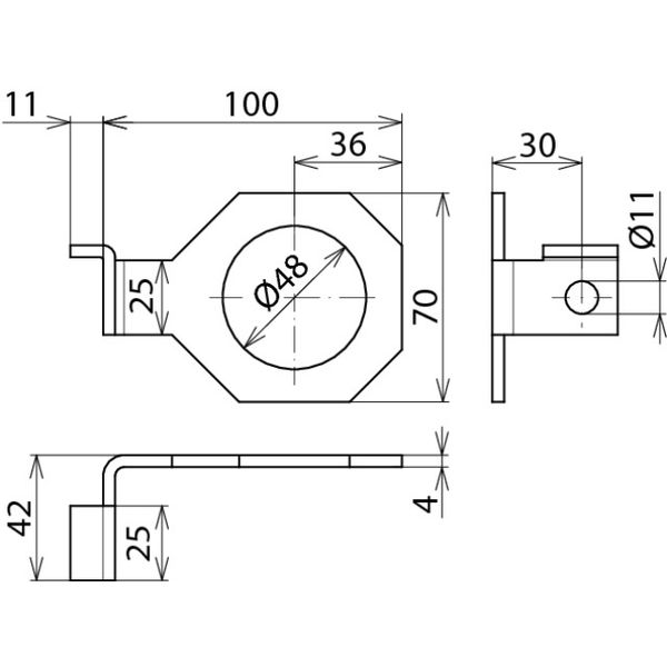 Connection bracket IF1 angled bore diameter d1 48 mm image 2
