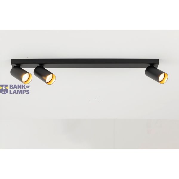 KAMI, ceiling-mounted light, 3x max. 10W, GU10, black/gold image 1
