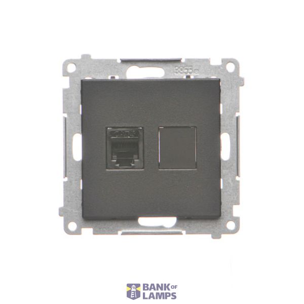 RJ12 single telephone socket, black matt image 1