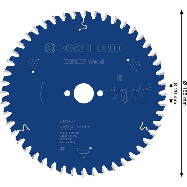 Circular saw blade Expert for Wood 165 x 20 x 2,6 mm, 48 image 1