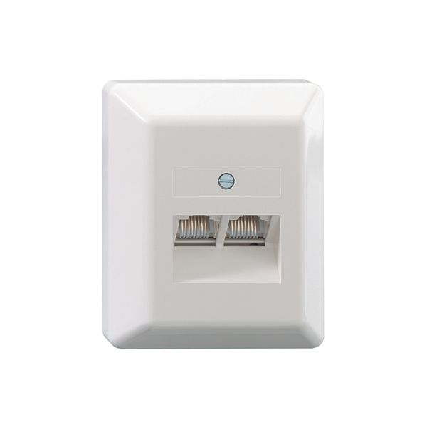 2-way UAE socket, surface-mounted, pure white (similar to RAL 9010) image 1