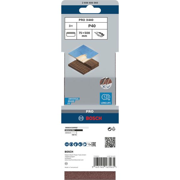 3-piece X440 sanding belt set 75 x 508 mm, 40 image 3