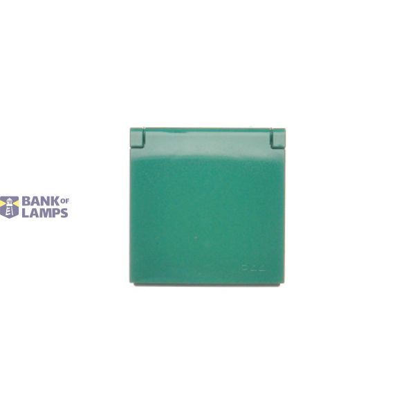 Cover for single socket outlet with earthing IP44 - same color flap & cover, green image 1