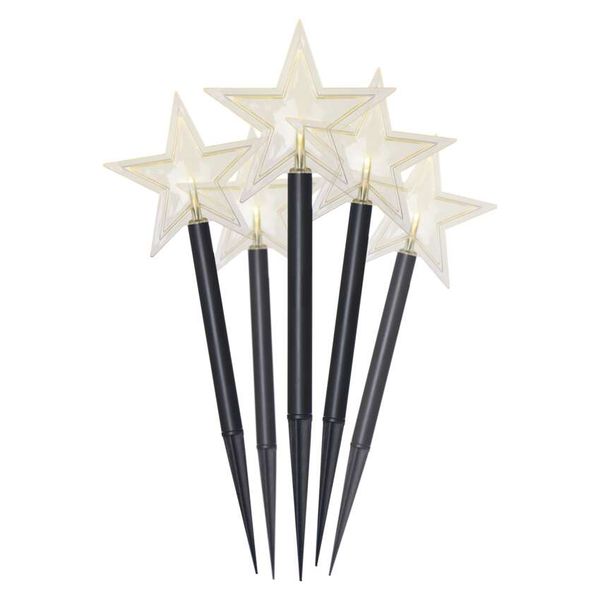 Garden decoration - 5 LED stars 35 cm, cool white, IP44, timer image 1