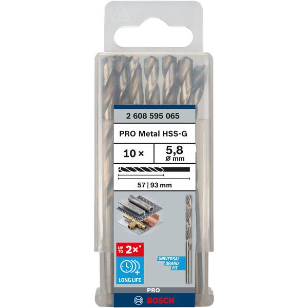 Metal drill bits HSS-G, DIN 338 5,8 x 57 x 83 mm 10 pcs. image 1