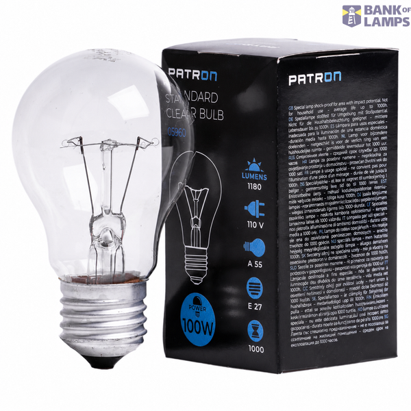 Incandescent Bulb 100W GLS Clear E27 110V A55 image 1
