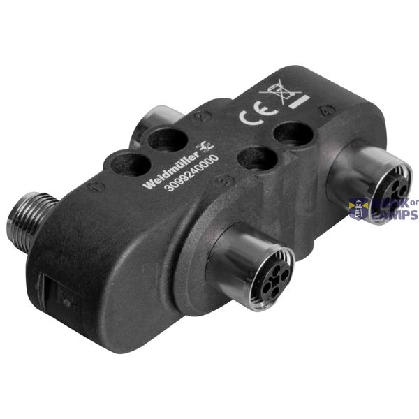 Sensor-actuator adaptor, Number of poles: 4, Coding: T-coded, 63 V image 1