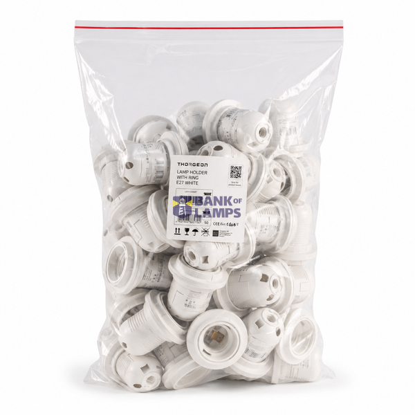 Lamp Holder with Ring E27 White (50pcs bag) image 3