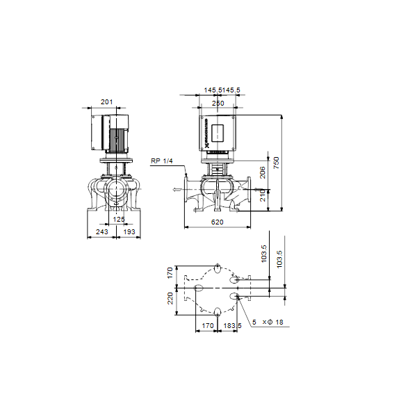 In-line circulator pump TPE 125-95/4-S-A-F-A-BQQE 3X400 50Hz image 2
