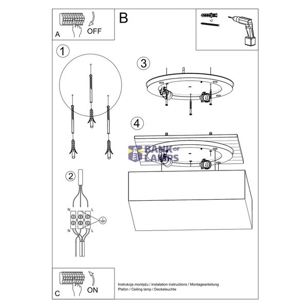 CEILING LAMP HORUS 45 BLACK E27 3X60W IP20 image 7