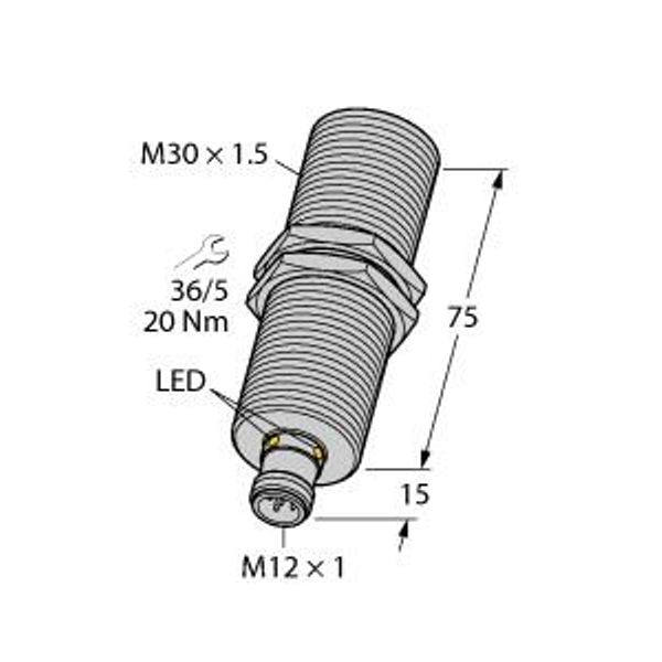 Ultrasonic Sensor Diffuse Mode Sensor   RU300U-M30M-2UP8X2-H1151 image 1