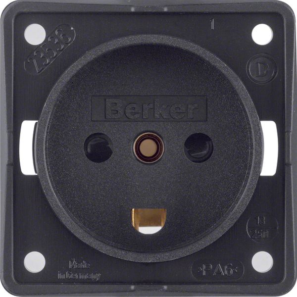 Plug w. earth. cont. DENMARK, cont. prot., screw term, Int. ins., blac image 1