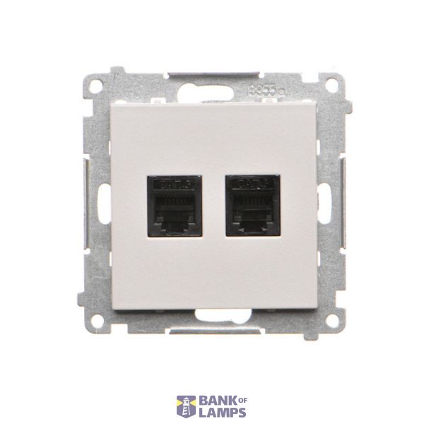 RJ12 double telephone socket, light gray matt image 1