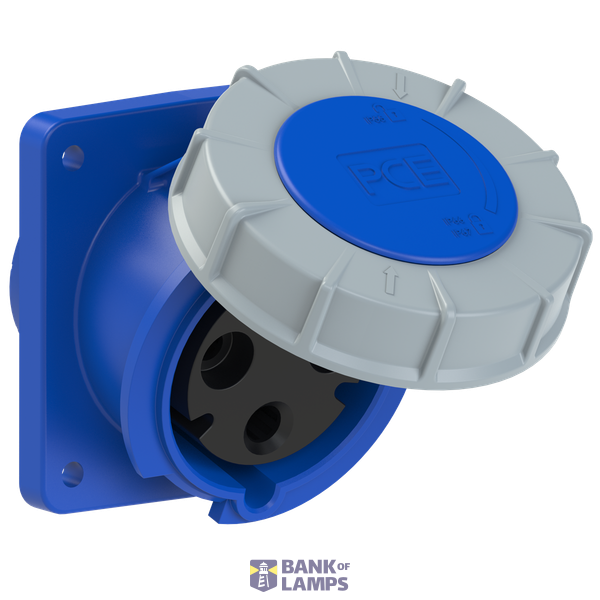 Angled panel socket 63A 3P 230V 6h IP66/67 image 1