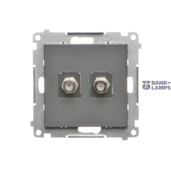 Double aerial socket type "F", module, graphite mat image 1