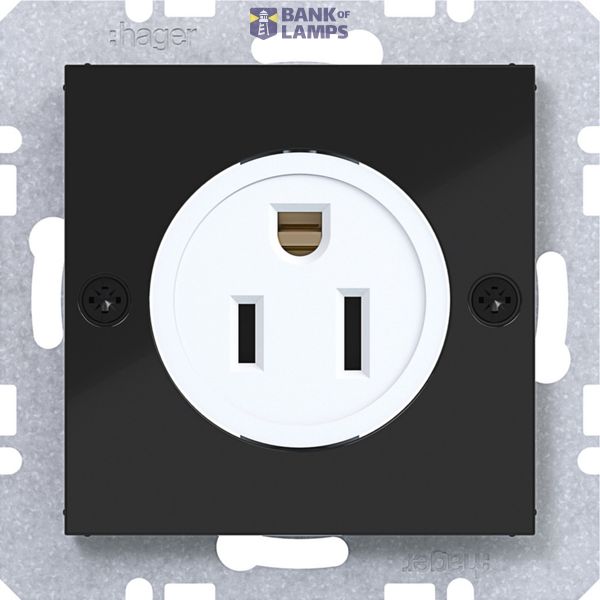 Wall socket USA/CANADA NEMA 5-15 R, screw class, A.x/C.x, black glass image 1