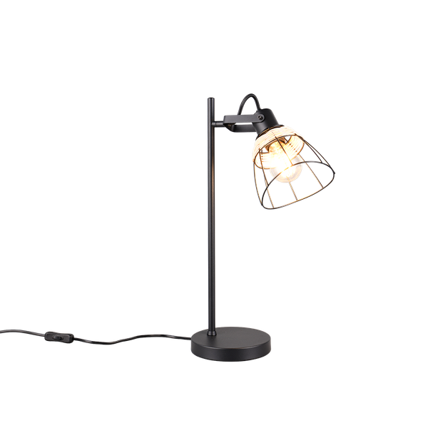 Jerome table lamp E27 matt black/rattan image 1