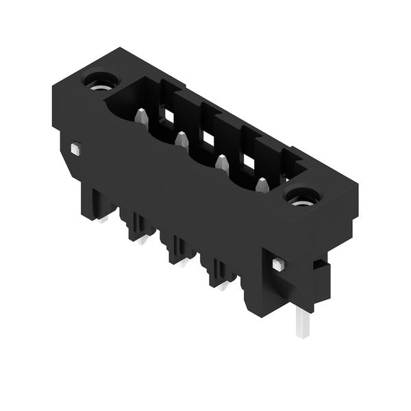 PCB plug-in connector, male header, Solder flange, THT/THR solder connection, 5.00 mm, Number of poles: 4, 180°, Solder pin length (l): 3.2 mm, tinned, black, Box image 4