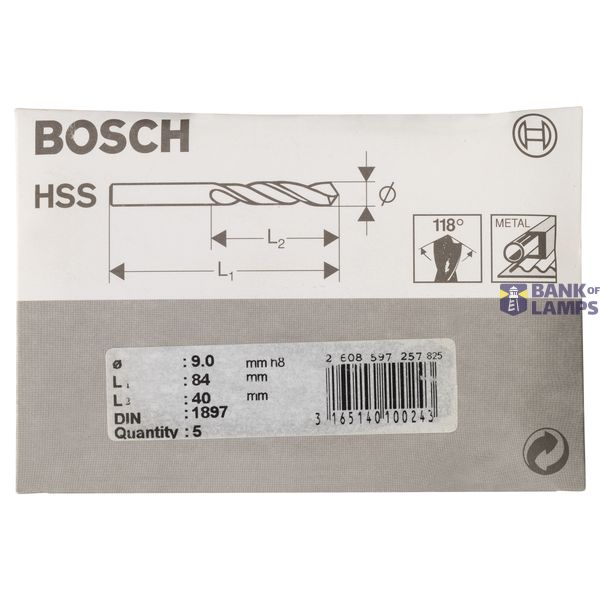 Stub drill bits, HSS-R, DIN 1897 9 x 40 x 84 mm 5 pcs. image 2