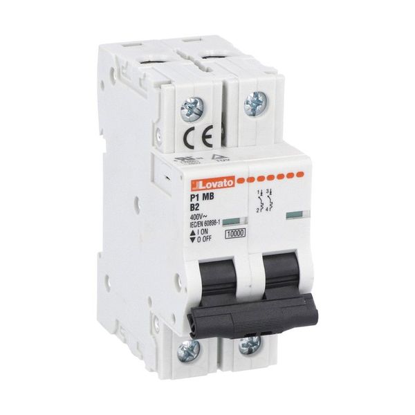 Miniature circuit breaker, 2P - 10kA. 2 modules, characteristic B, 6A image 1