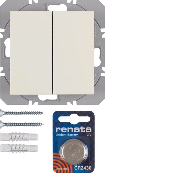 KNX radio wall-transmitter 2gang flat quicklink, S.1, white glossy image 1