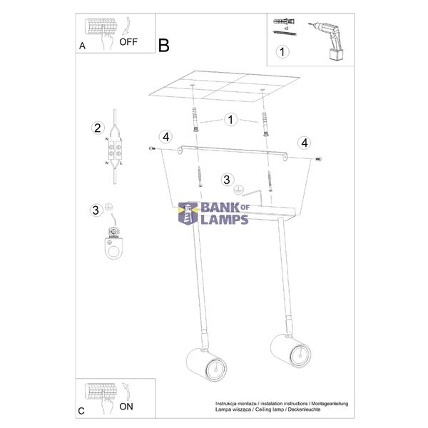 CEILING LAMP NORANO 2 BLACK GU10 2X40W IP20 image 6