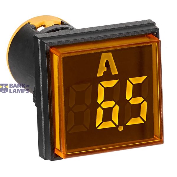Ammeter, 22.5 mm, 0-100 A AC, yellow, square image 1
