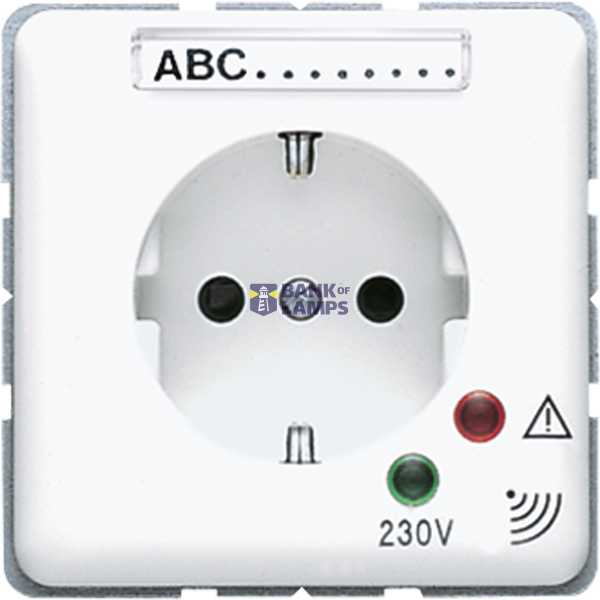 Cover for SCHUKO® socket outlets with surge protection and labeling field, integrated increased contact protection, SAFETY+, Duroplast, CD series, white image 1
