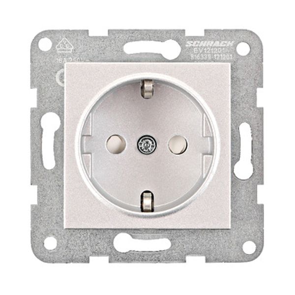 Socket outlet with safety shutter, screw clamps,silver image 1