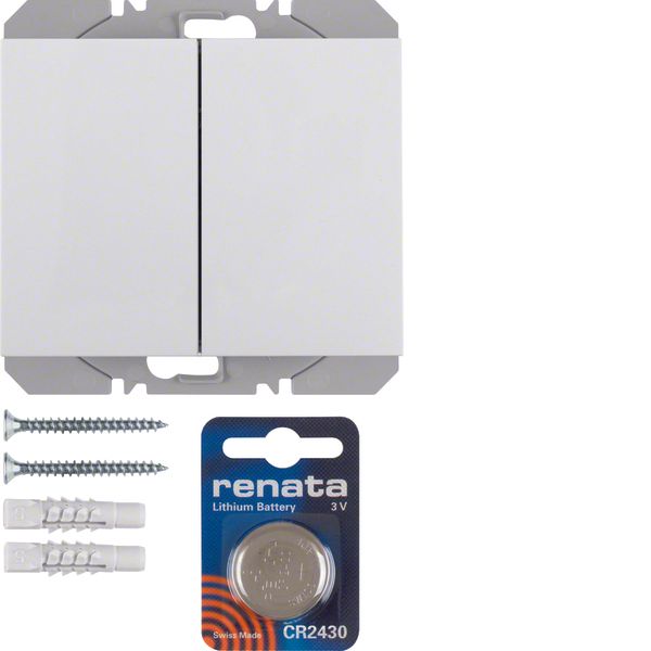 KNX radio wall-transmitter 2gang flat quicklink, K.1, p. white glossy image 1