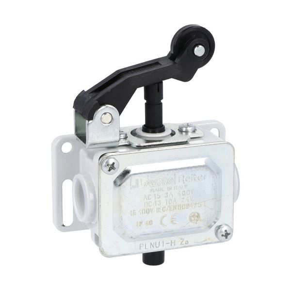 Metal limit switch, PL series, roller centre push lever. Contacts 2NC. IP65 image 1