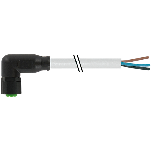 M8 female 90° A-cod. with cable Lite PUR 3x0.25 bk UL/CSA+drag ch. 2m image 1