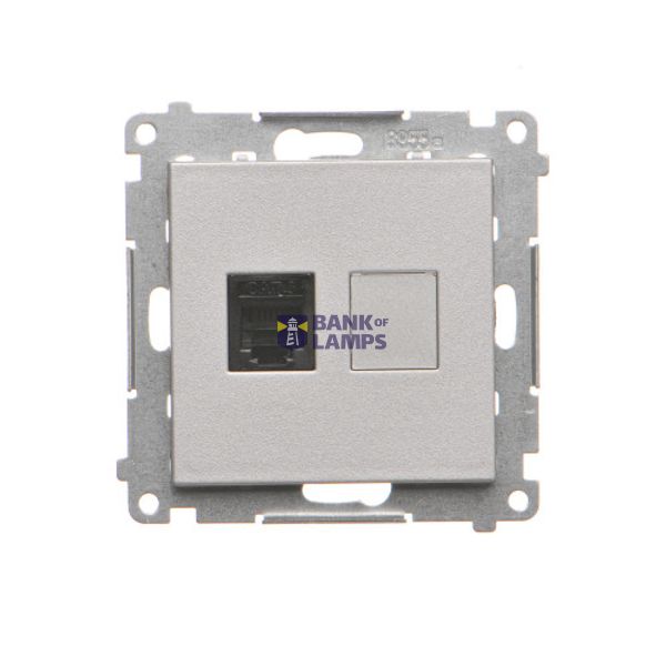 RJ12 single telephone socket, matt aluminum image 1