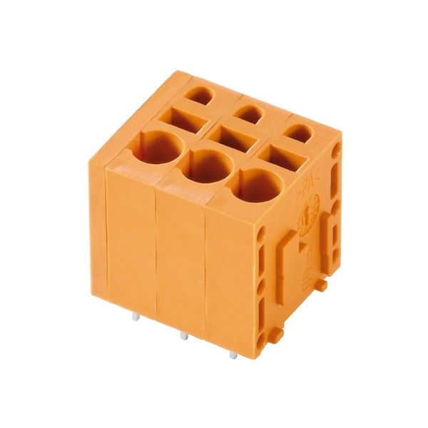 Printed circuit board terminals, 5.00 mm, Number of poles: 2, 180°, Solder pin length (l): 3.5 mm, tinned, orange, PUSH IN without actuator, Clamping range, max. : 2.5 mm², Box image 1