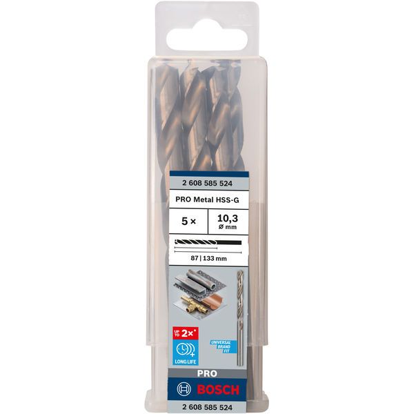 Metal drill bits HSS-G, DIN 338 10,3 x 87 x 133 mm 5 pcs. image 1