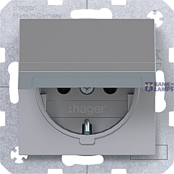 SCHUKO wall socket, self-closing compartment, plug-in, A.x/C.x titanium image 1